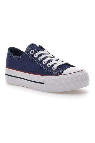 Me & Me 1878 Blaue Canvas-Sneaker mit Schnürsenkeln
