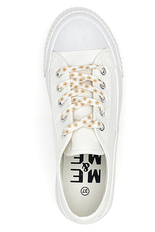 Sneakers Bianche in Tela con Lacci Colorati Me & Me 1878