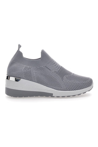 Graue Slip-On-Sneaker mit Keilabsatz Prima Riga 432