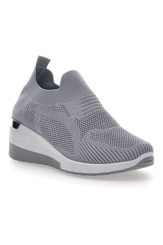 Graue Slip-On-Sneaker mit Keilabsatz Prima Riga 432
