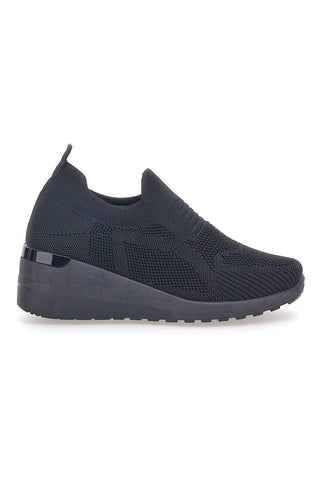 Sneakers Slip On Nere con Zeppa Prima Riga 432