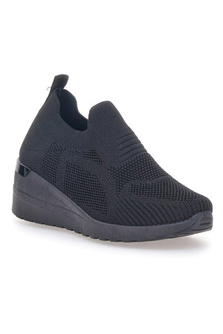 Sneakers Slip On Nere con Zeppa Prima Riga 432