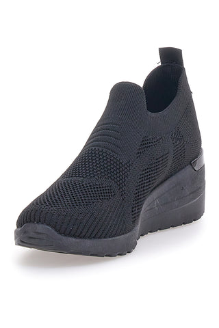 Sneakers Slip On Nere con Zeppa Prima Riga 432