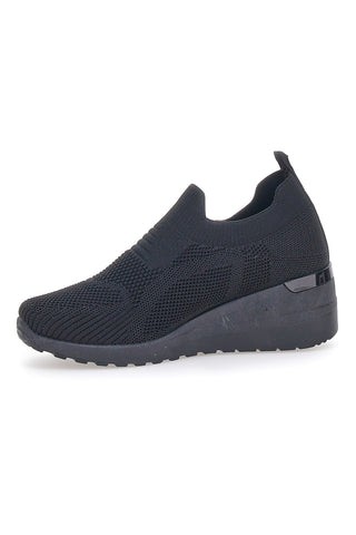 Sneakers Slip On Nere con Zeppa Prima Riga 432