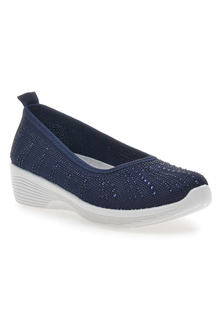 Ballerine Blu In Tessuto Con Strass Prima Riga 429