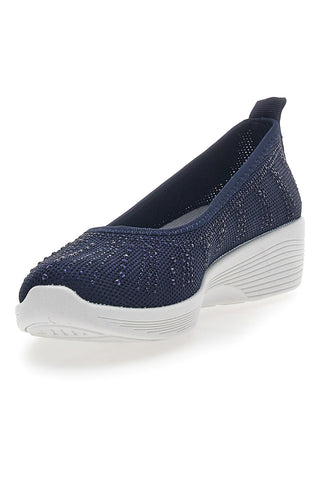Ballerine Blu In Tessuto Con Strass Prima Riga 429