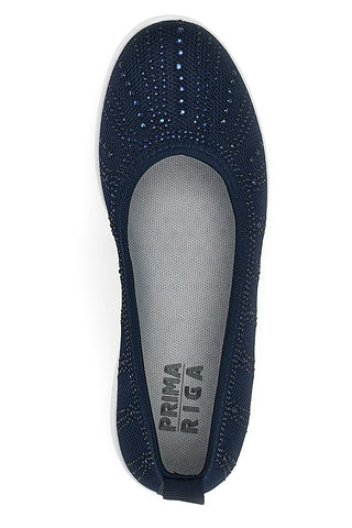 Ballerine Blu In Tessuto Con Strass Prima Riga 429