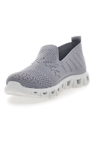 Sneakers Slip-On Grigie con Strass Prima Riga 471