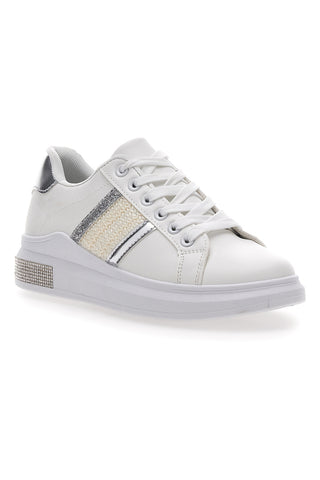 Sneakers Bianche Con Dettagli Argentati Prima Riga 460