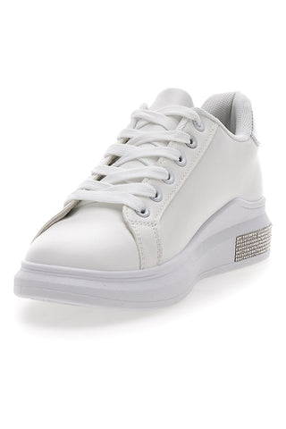 Sneakers Bianche Con Dettagli Argentati Prima Riga 460