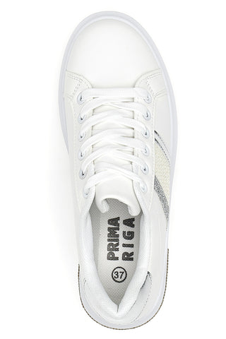 Sneakers Bianche Con Dettagli Argentati Prima Riga 460