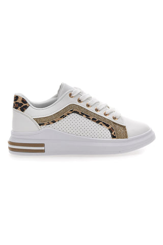 Weiße Turnschuhe mit Leopardendetails Prima Riga 435