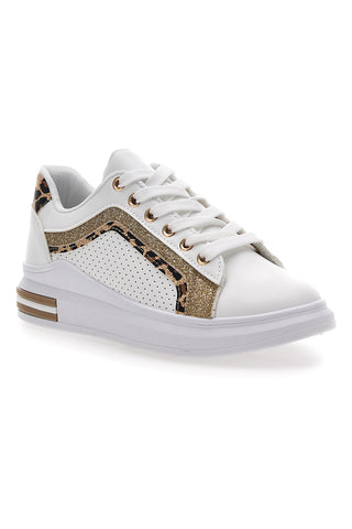 Sneakers Bianche Con Dettagli Leopardati Prima Riga 435