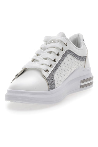 Sneakers Bianche e Argento Prima Riga 435