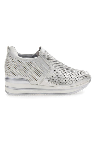 Silberne Sneakers mit Plateau Dame Rose 851201