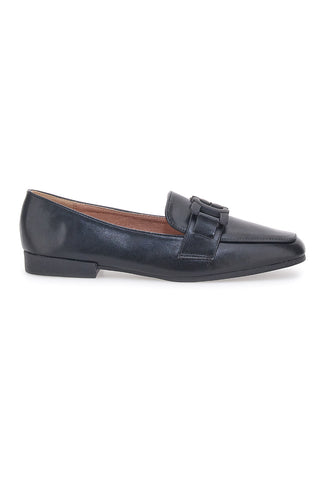 First Lady 401 Schwarzer Loafer mit quadratischer Zehenpartie
