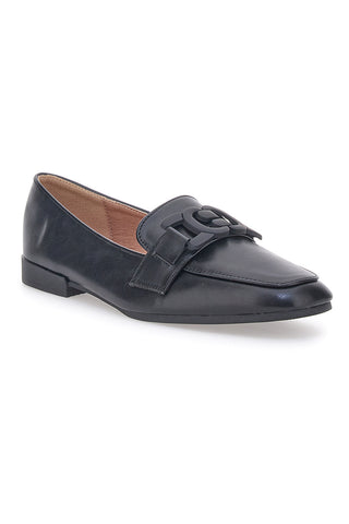 Mocassino Nero a Punta Squadrata First Lady 401