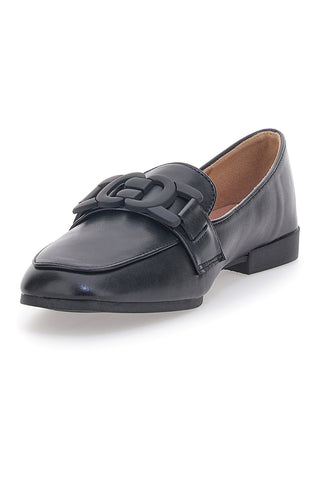 Mocassino Nero a Punta Squadrata First Lady 401