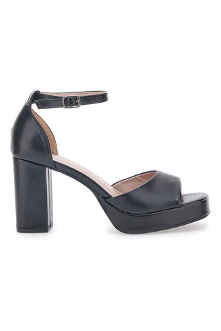 Schwarze First Lady Sandalen mit Blockabsatz 414
