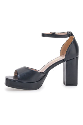 Schwarze First Lady Sandalen mit Blockabsatz 414