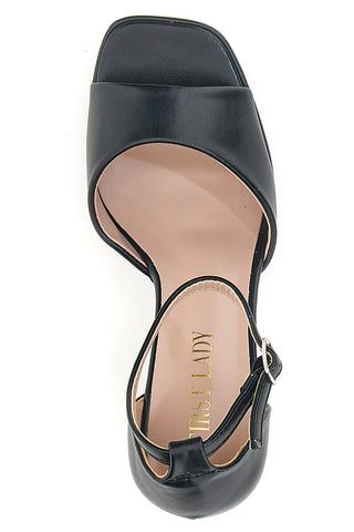 Schwarze First Lady Sandalen mit Blockabsatz 414