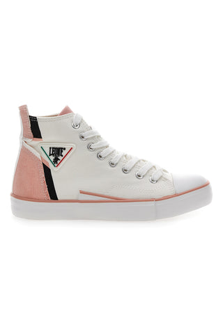Mittelhohe Sneakers aus weißem Canvas Leone 41