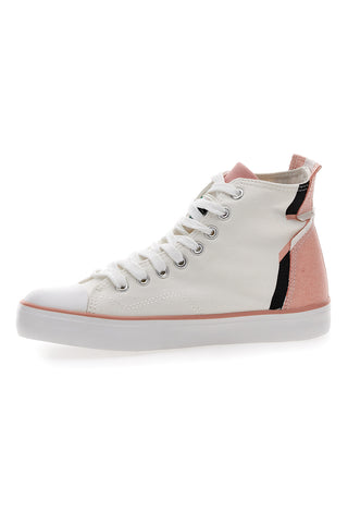Sneakers Mid Cut in Tela Bianche Leone 41