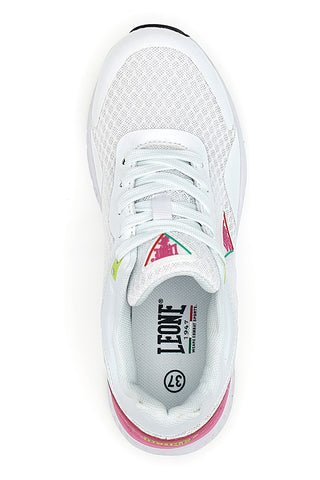 Sneakers Bianche e Rosa Con Logo Laterale Leone W0518