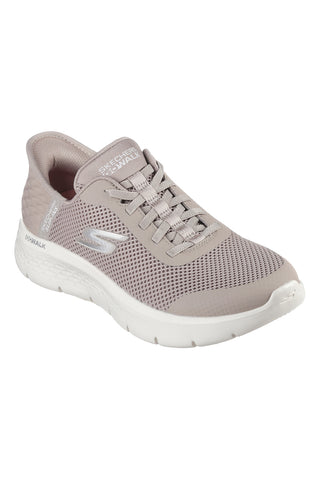 Taupefarbene Skechers Hands Free Slip-Ins GO WALK Flex Sneakers – Großer Einstieg