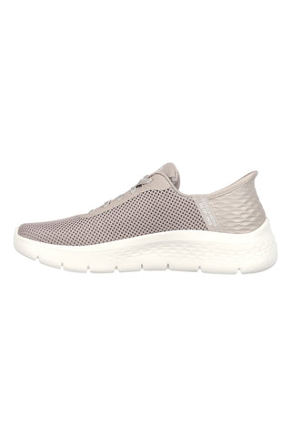 Taupefarbene Skechers Hands Free Slip-Ins GO WALK Flex Sneakers – Großer Einstieg