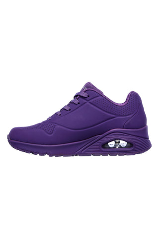 Lila luftgekühlte Skechers Uno-Stand on Air Sneakers