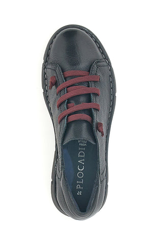 Plocadi 11613 Schwarze Schnürschuhe aus echtem Leder