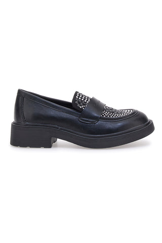 Schwarze Slipper mit Perlen und Diamanten am Obermaterial GIANMARCO VENTURI MO0321
