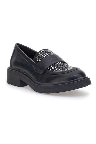 Schwarze Slipper mit Perlen und Diamanten am Obermaterial GIANMARCO VENTURI MO0321