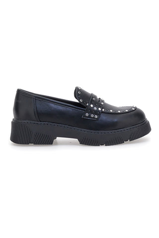 Schwarzer Loafer mit Nieten Gianmarco Venturi 0322