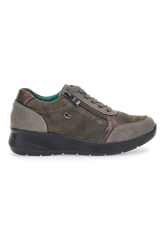 Braune Schnürschuhe mit bronzefarbenen Details und herausnehmbarer Eco-Bio-Einlegesohle J522501