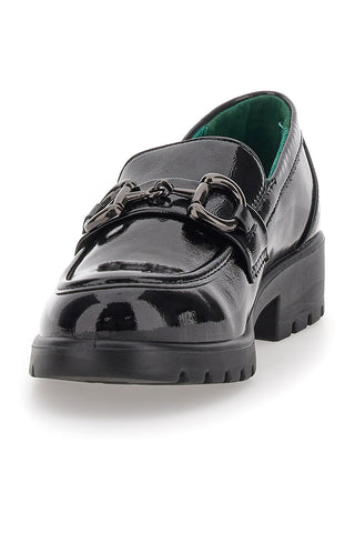 Mocassini Vegan Neri Lucidi con Morsetto Eco Bio J52323M6