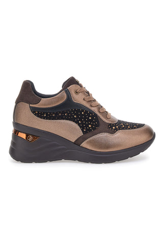 Bronzene Sneakers mit Inblu-Strasssteinen IN401019