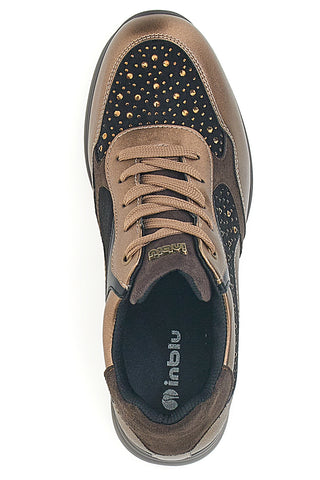 Bronzene Sneakers mit Inblu-Strasssteinen IN401019