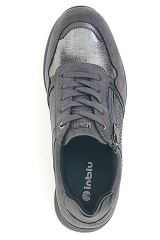 Graue Sneakers mit Schnürsenkeln und Plateau INBLU IN402025