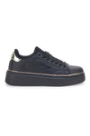 Schwarze Sneakers mit Plateau COTTON BELT LONDON