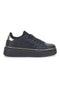 Schwarze Sneakers mit Plateau COTTON BELT LONDON