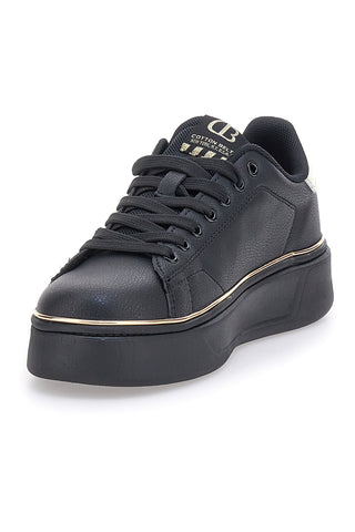 Schwarze Sneakers mit Plateau COTTON BELT LONDON