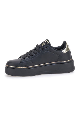 Schwarze Sneakers mit Plateau COTTON BELT LONDON
