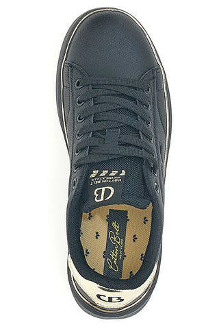Schwarze Sneakers mit Plateau COTTON BELT LONDON
