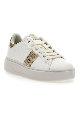 Weiße Sneakers mit goldenen Details Cotton Belt Kips