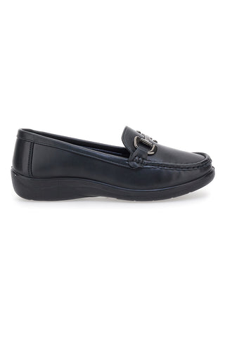 Schwarze Slipper mit silberner Klammer MIO TEMPO 133