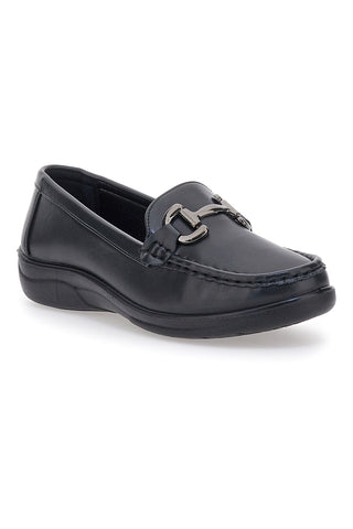 Schwarze Slipper mit silberner Klammer MIO TEMPO 133