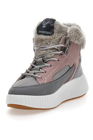Graue und rosa Stiefel mit Fell Freddy 7646