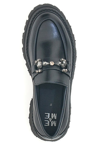 Mocassini neri con suola a carro armato e morsetto frontale ME & ME 1222